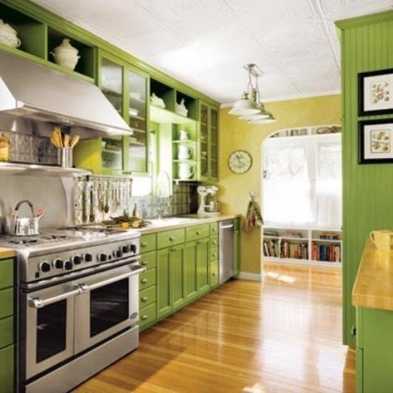 Small Kitchen Designs in Yellow and Green Colors Accentuated with Red ...