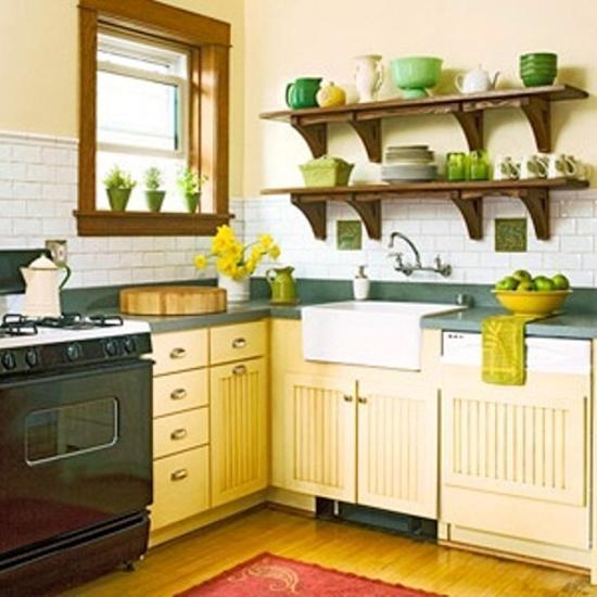 modern kitchen designs in green and yellow colors