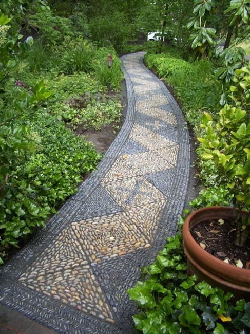 stone pebble garden paths landscaping ideas 23