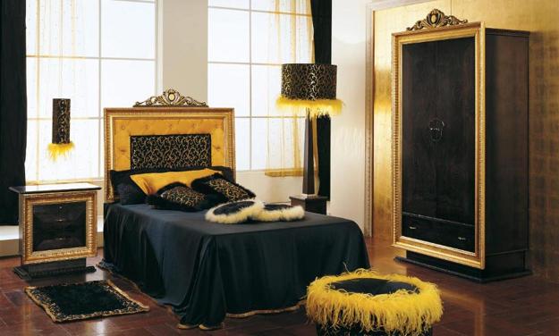 modern interior design and decor in black and golden colors