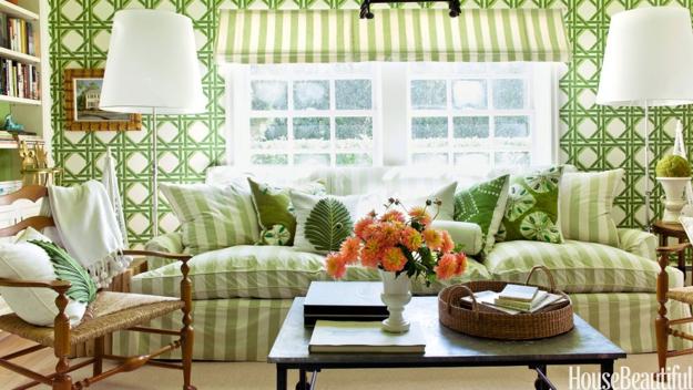 garden room decorating with white and green colors