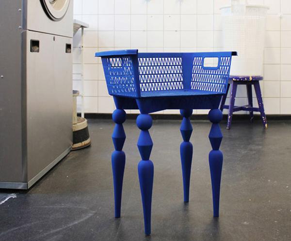 plastic recycling ideas for unique furniture, chairs in bright colors with plastic basket seats