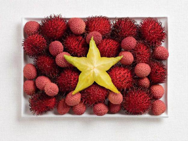 edible decorations, national flags made with food