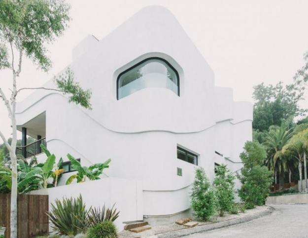 modern house with rounded corner windows