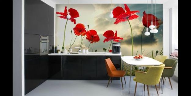 floral designs, red poppy flowers for room decorating