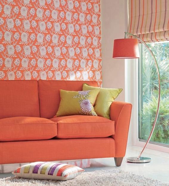 orange color for living room design and decor