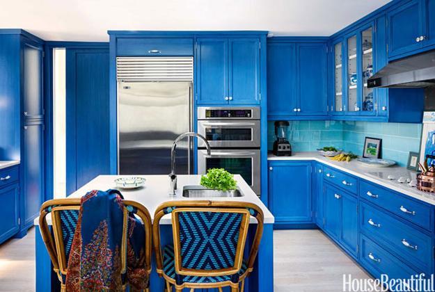 modern kitchen design and decor in blue color