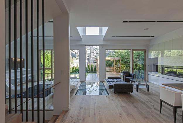modern interior design ideas, living room with glass floor