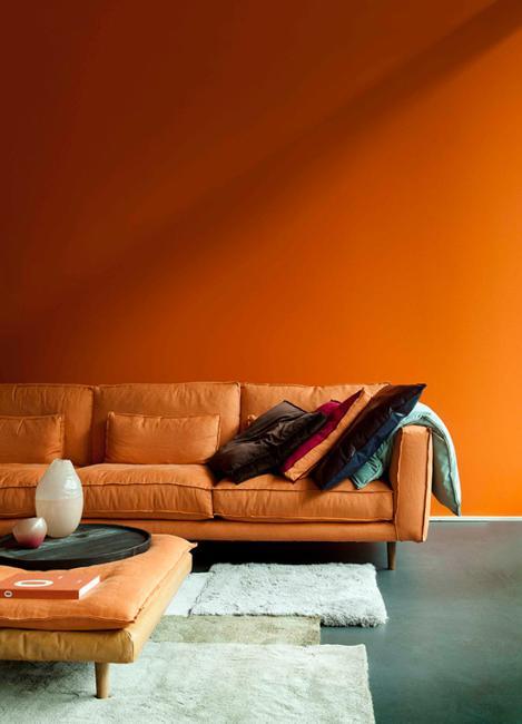 interior decorating with orange and black colors