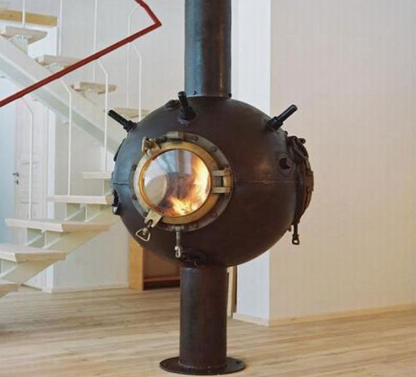 metal furniture created from old naval mines shells