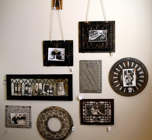 wall decorating ideas, recycling for creative picture arrangements