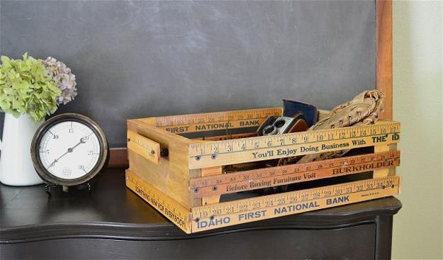 storage furniture and decorative containers created with rustic wood boxes