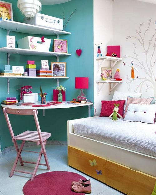 blue and pink girl bedroom