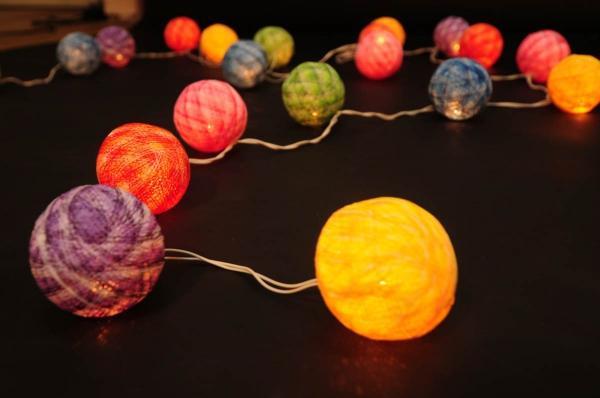 handmade garlands and string lights for interior decorating
