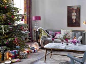 Christmas Tree Decoration Blending Purple and Pink Colors into Winter ...