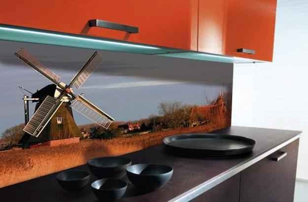 modern kitchen backsplashes made with glass panels and digital printing