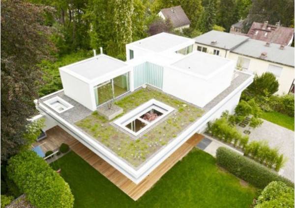 green buildings and modern houses with rooftop garden designs