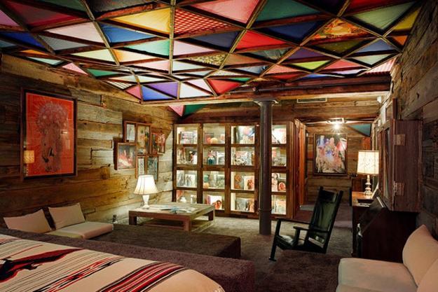 room design with stained glass ceiling