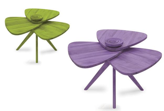 wooden tables with petal shaped tops