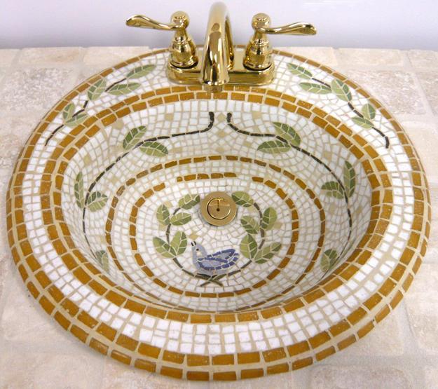 Beautiful Bathroom Sinks Decorated With Mosaic Tiles