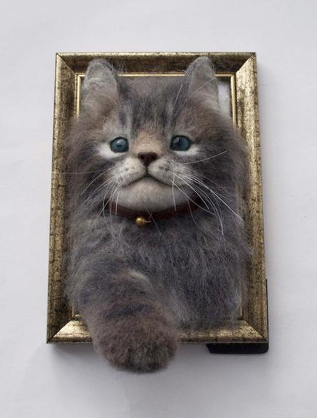 pets portraits created with wool felt