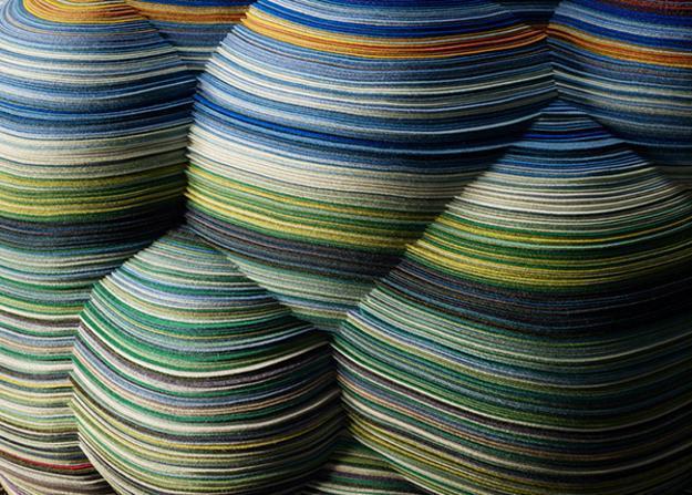 textile chairs, unique furniture design with colorful stripes