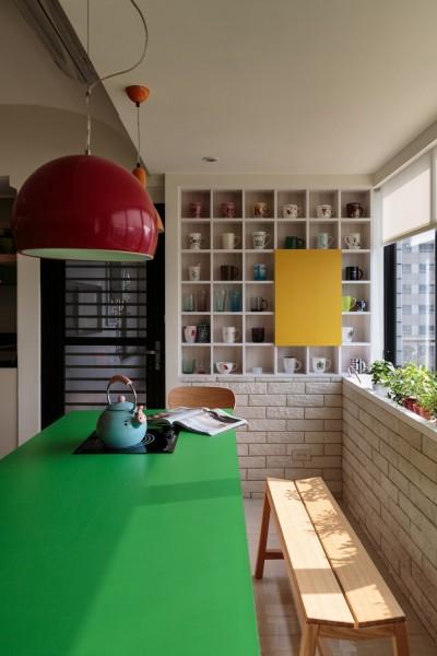 contemporary interior design with bright colors