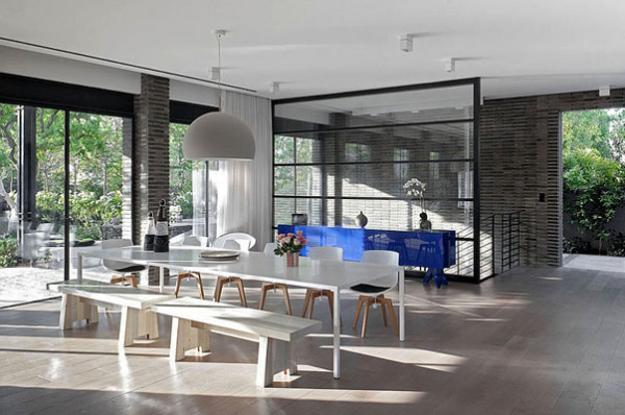 modern interior design and decor with bright accents and metal elements