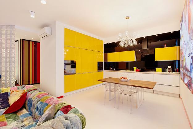 modern kitchen decor in yellow colors