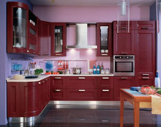 Purple and Pink Kitchen Colors Adding Retro Vibe to Modern Kitchen