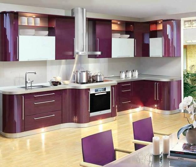 Purple and Pink Kitchen Colors Adding Retro Vibe to Modern Kitchen