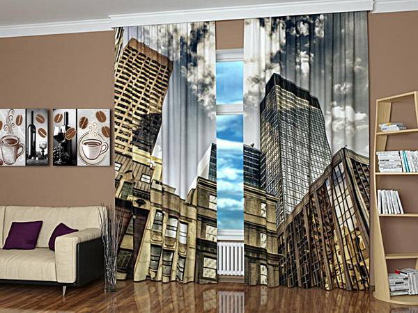 contemporary window coverings with digital art prints