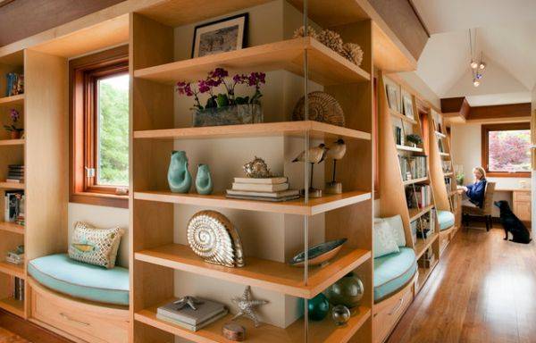 wall shelves for corners, space saving interior design and decorating ideas