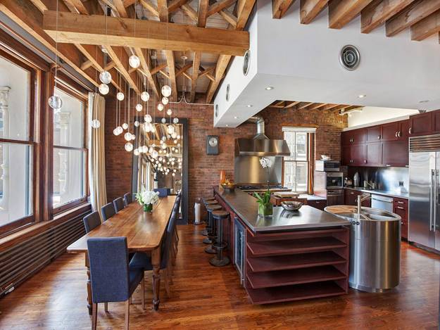 modern interior design with wooden floor ceiling designs and brick walls