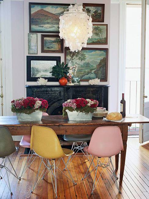 dining room design and decor with different dining chairs