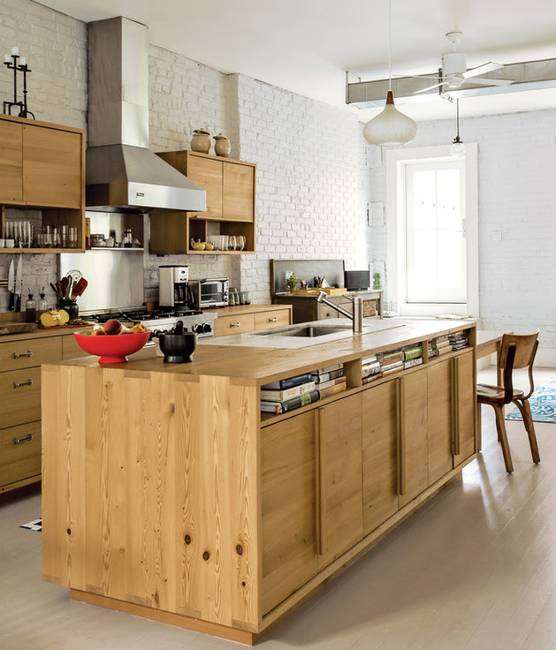 salvaged wood kitchen island