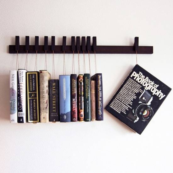 modern interior decorating with wall shelves and books