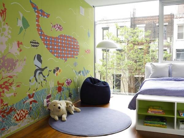 children bedroom decorating with modern wallpaper