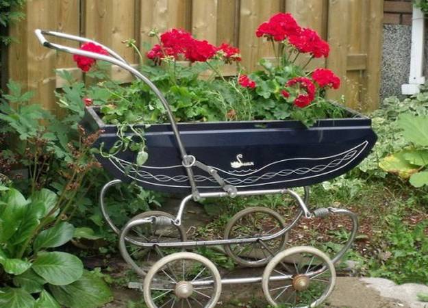 diy design ideas to reuse, recycle and upcycle baby strollers for garden decorations