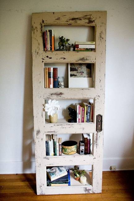25 Ways to Reuse and Recycle Wood Doors for Shelving Units 