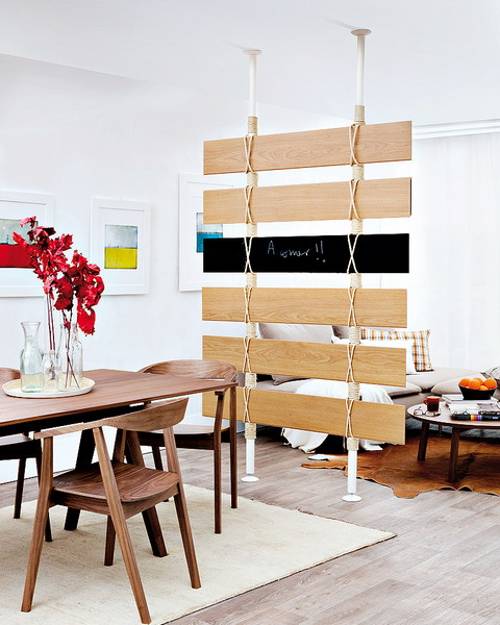 recycling wood floor planks for wall decorations and room dividers