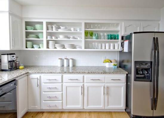 white kitchen cabinets and shelves for storage