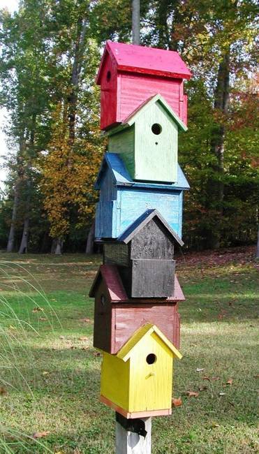 handmade wooden bird house design ideas, yard decorations recycling wood