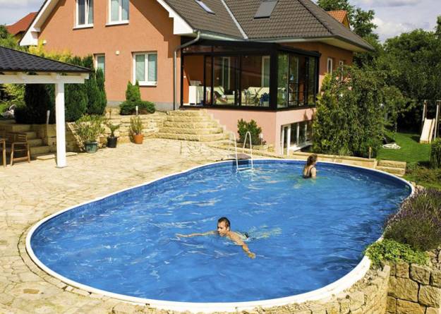 yard landscaping with pool, backyard ideas