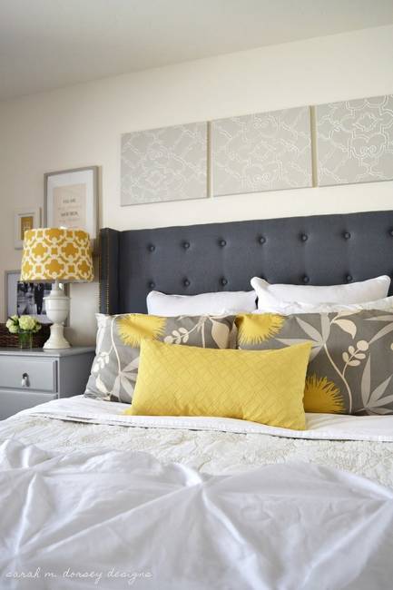 headboard diy bedroom tufted bed modern wings above nailhead decorations yellow designs decor headboards gray upholstered trim interesting danielle panels