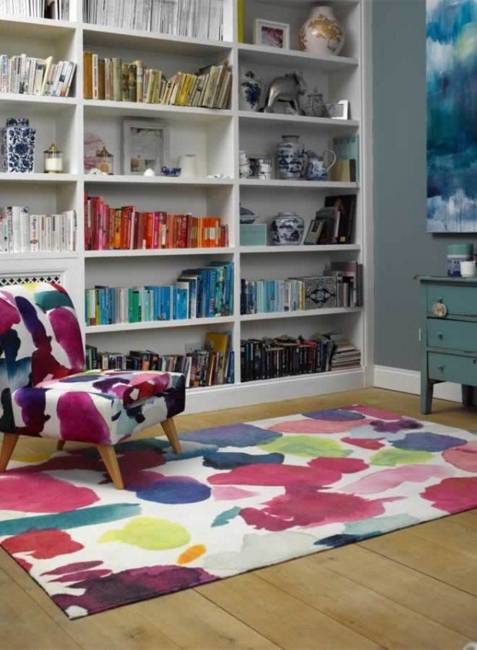 modern home furnishings, decorating fabrics and textiles with watercolor prints