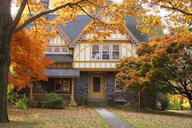 Fall Colors Beautify Modern Houses and Landscape Throughout Bright Season