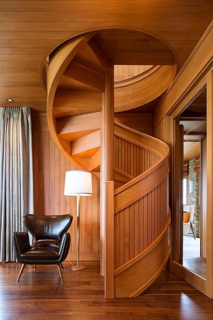modern interiors with spiral staircase design