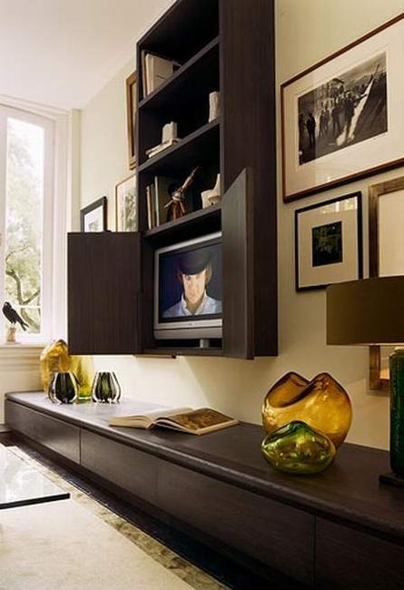 22 Modern Ideas to Hide TVs behind Hinged or Sliding Doors