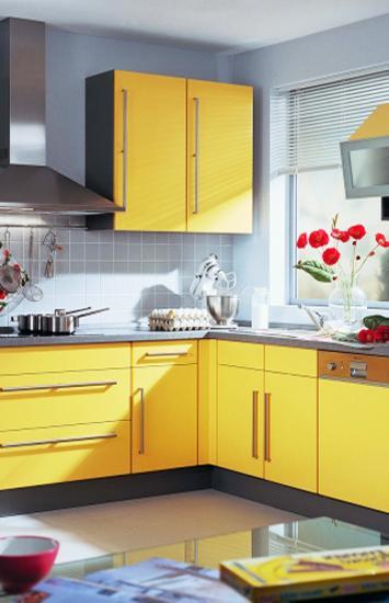 modern kitchen design in yellow color